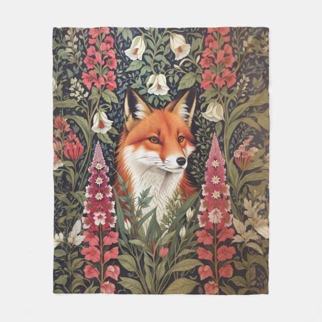 Couverture Polaire Fleurs Fox et Foxglove William Morris Inspiré (Devant)