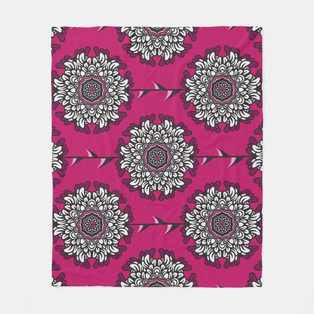 Couverture Polaire Fleurs Graphiques Florales rose sans joint (Devant)
