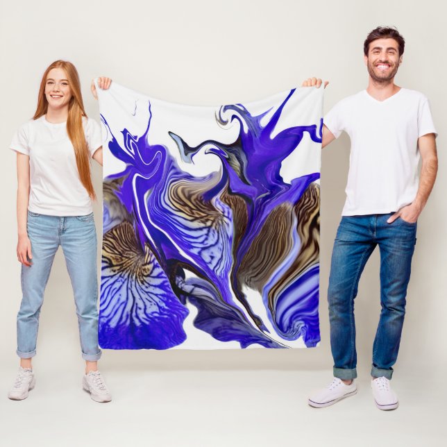 Couverture Polaire Fleurs Iris Violets (En situation)