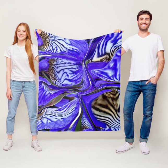 Couverture Polaire Fleurs Iris Violettes (En situation)