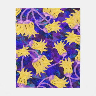 Couverture Polaire Fleurs jaunes aquarelle transparente motif