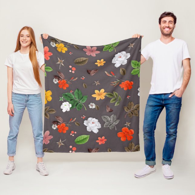 Couverture Polaire Fleurs jaunes et roses blanches 26 (En situation)
