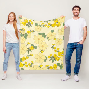 Couverture Polaire Fleurs Jaunes, Motif Floral, Motif De Fleurs