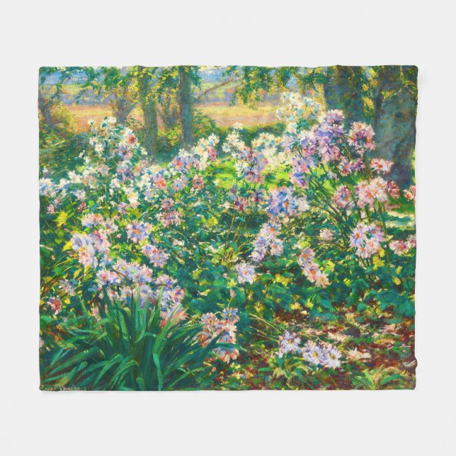 Couverture Polaire Fleurs jolies vintages Illustration Fleurs blanche (Devant (Horizontal))
