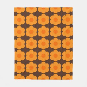 Couverture Polaire Fleurs les années 70 rétro motif Floral Orange et 