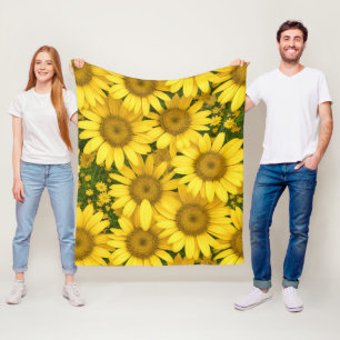 Couverture Polaire Fleurs marguerites jaunes