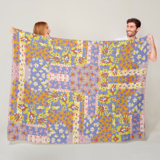 Couverture Polaire Fleurs marguerites modernes en Patchwork sur Périw