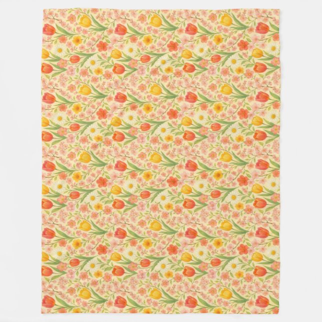 Couverture Polaire Fleurs mignonnes à motif de Pâques/printemps (Devant)