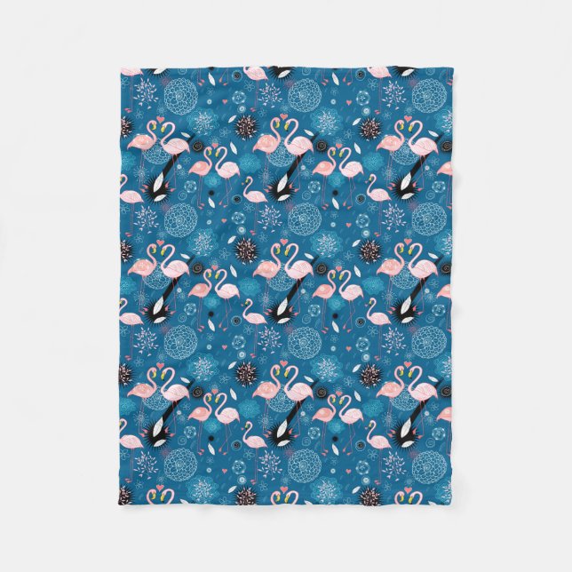 Couverture Polaire Fleurs mignonnes flamants gos motif (Devant)