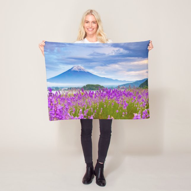 Couverture Polaire Fleurs | Mont Fugi Japon (En situation)