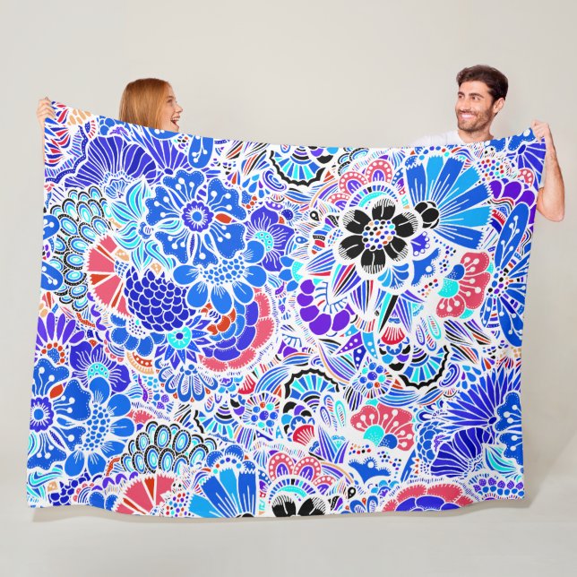 Couverture Polaire Fleurs Motif moderne (En situation)