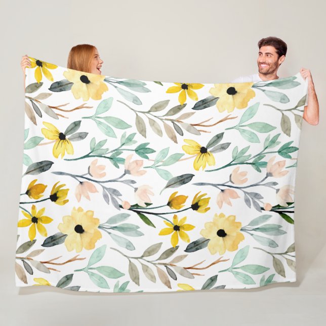 Couverture Polaire Fleurs Motif moderne et frais (En situation)