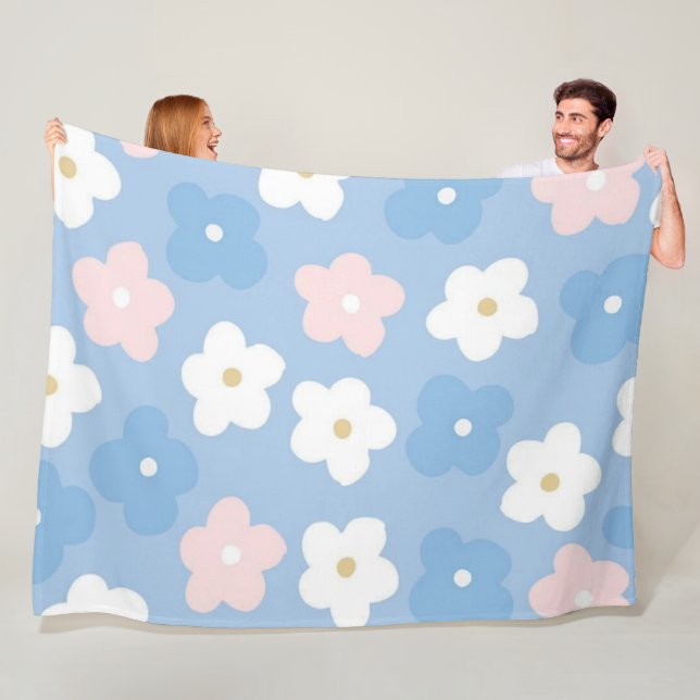 Couverture Polaire Fleurs Motif moderne et frais (En situation)