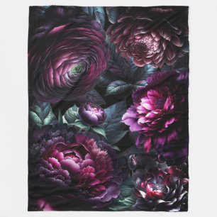 Couverture Polaire Fleurs noires enchantées audacieuses et lunatiques