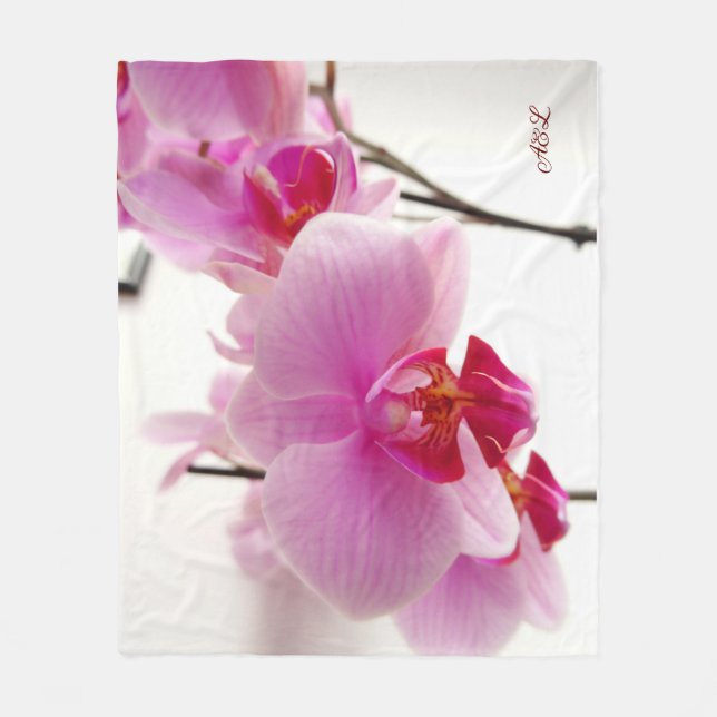 Couverture Polaire Fleurs Orhides Roses (Devant)