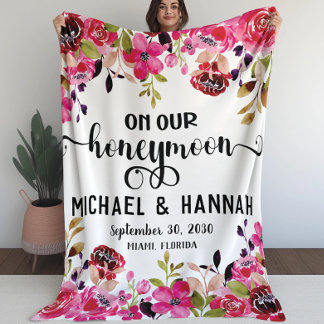 Couverture Polaire Fleurs Peintes Sur Notre Aquarelle Lune De Miel