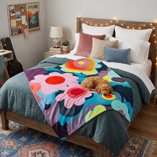 Couverture Polaire Fleurs rétro mod