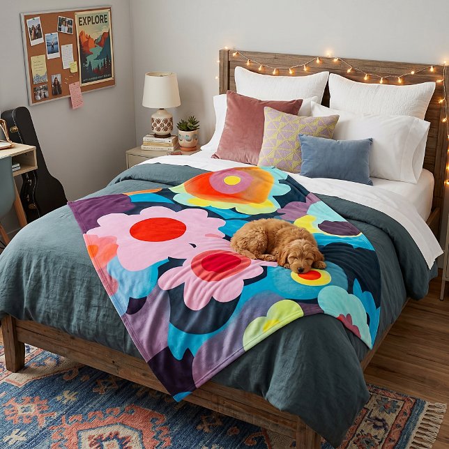 Couverture Polaire Fleurs rétro mod (Créateur téléchargé)