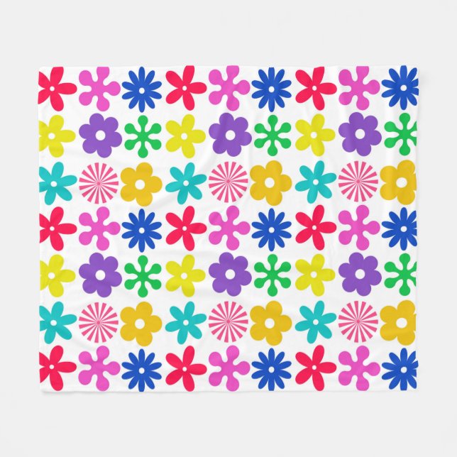Couverture Polaire FLEURS RÉTRO super (Devant (Horizontal))