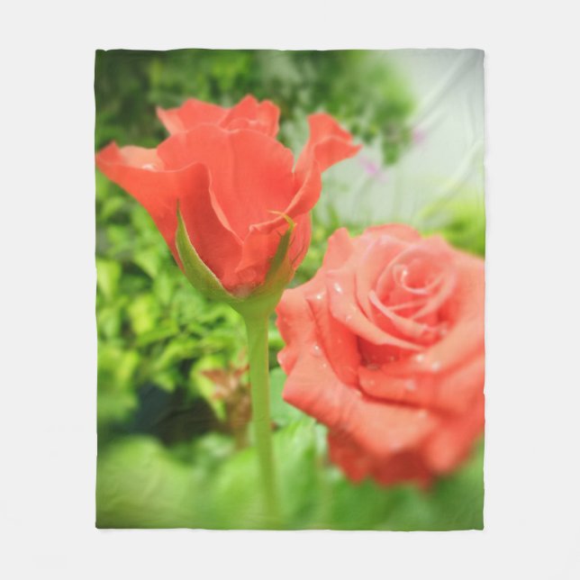 Couverture Polaire Fleurs Rose vintage #2 (Devant)