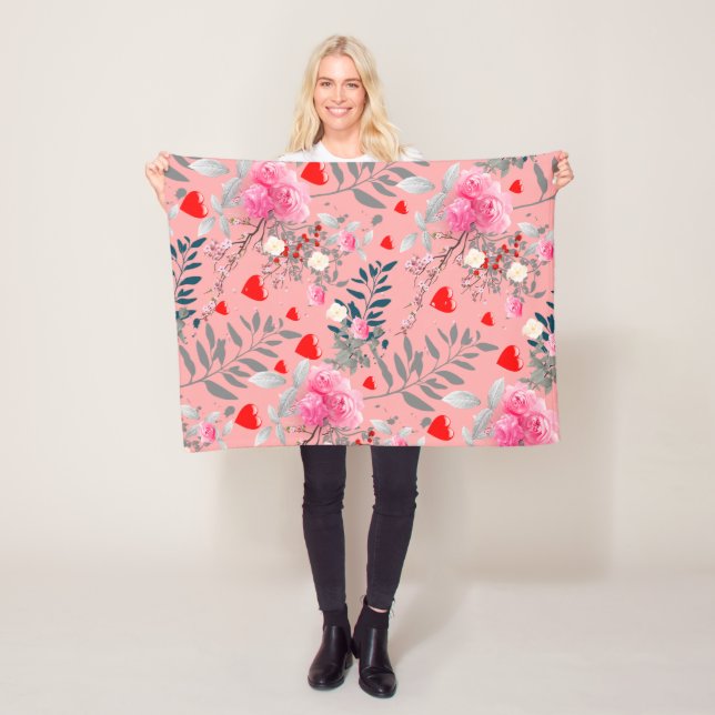 Couverture Polaire Fleurs roses (En situation)