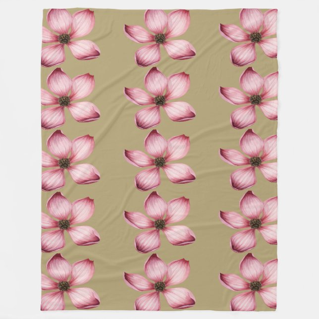 Couverture Polaire Fleurs roses brun arrière - plan (Devant)