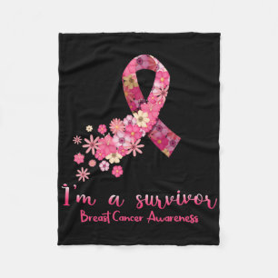 Couverture Polaire Fleurs roses Coeur Je suis un survivant Cancer du 