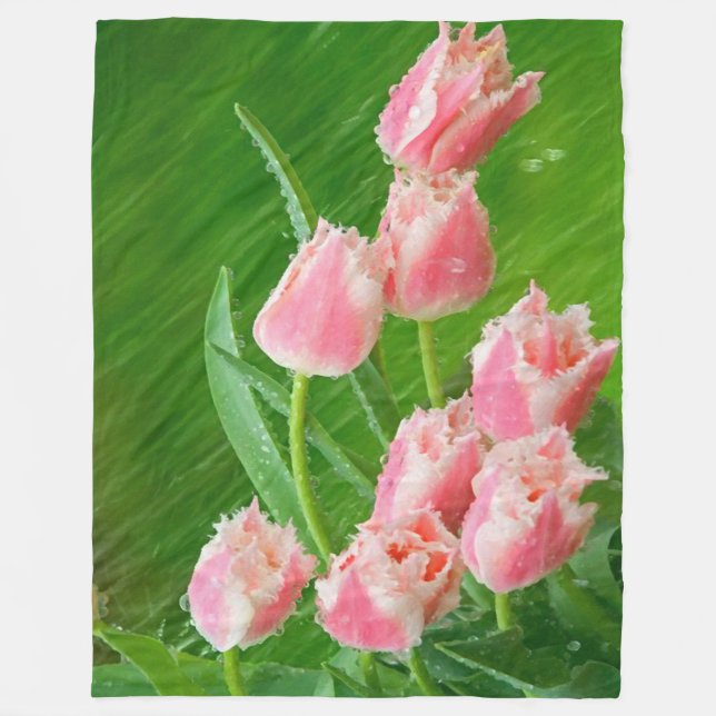 Couverture Polaire Fleurs roses de tulipe (Devant)