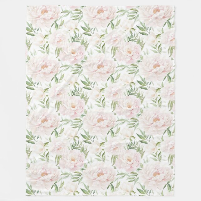 Couverture Polaire Fleurs roses romantiques blush (Devant)