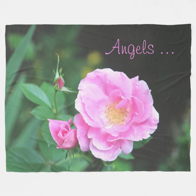 Couverture Polaire Fleurs roses roses (Devant (Horizontal))