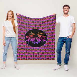 Couverture Polaire Fleurs Roses tendues Design de couleurs Abstraites