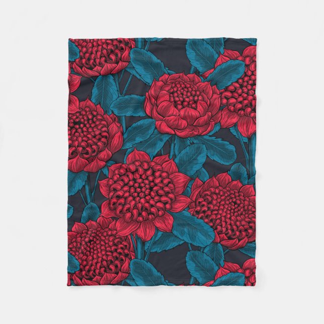 Couverture Polaire Fleurs rouges de waratah (Devant)