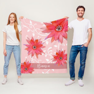 Couverture Polaire Fleurs Rouges Fantaisistes Feuilles Tourbillonnant