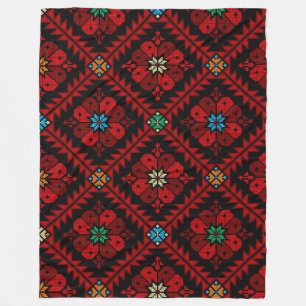 Couverture Polaire Fleurs rouges Palestine Broderie tatreez Motif