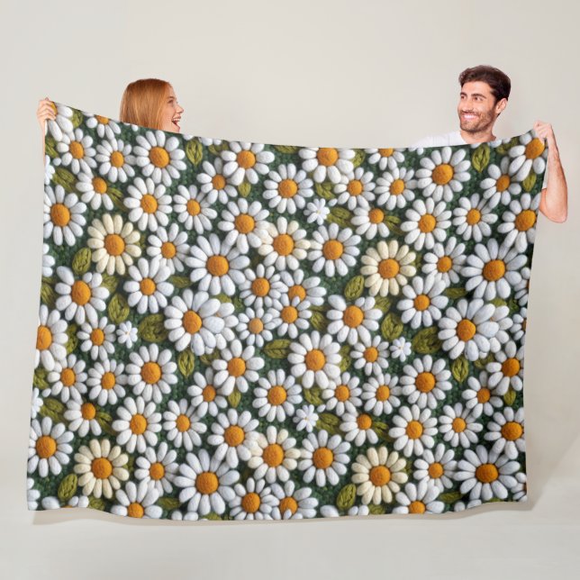Couverture Polaire Fleurs sauvages de printemps marguerites blanches  (En situation)