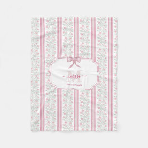 Couverture Polaire Fleurs sauvages roses vintage à nœud Coquette