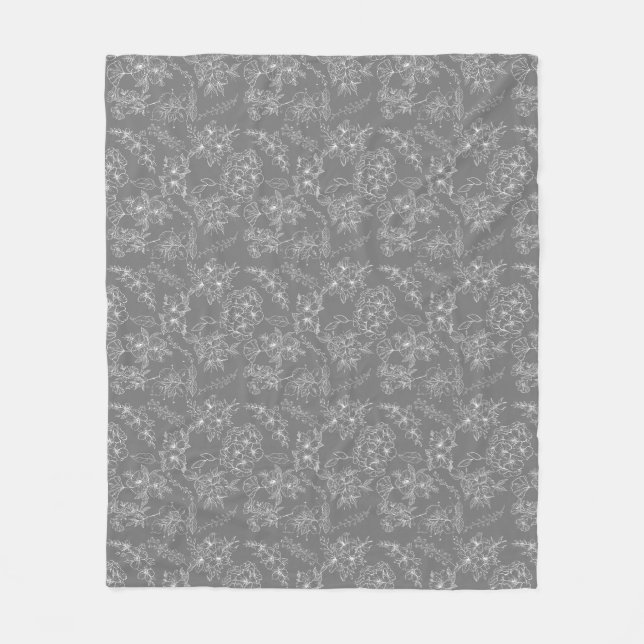Couverture Polaire Fleurs simples Motif 01b. Gray BG (Devant)