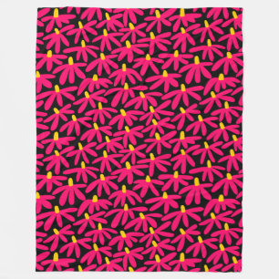 Couverture Polaire Fleurs stylisées - Crimson, Ambre et Noir