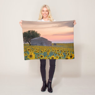 Couverture Polaire Fleurs   Sunflower Field Provence, France