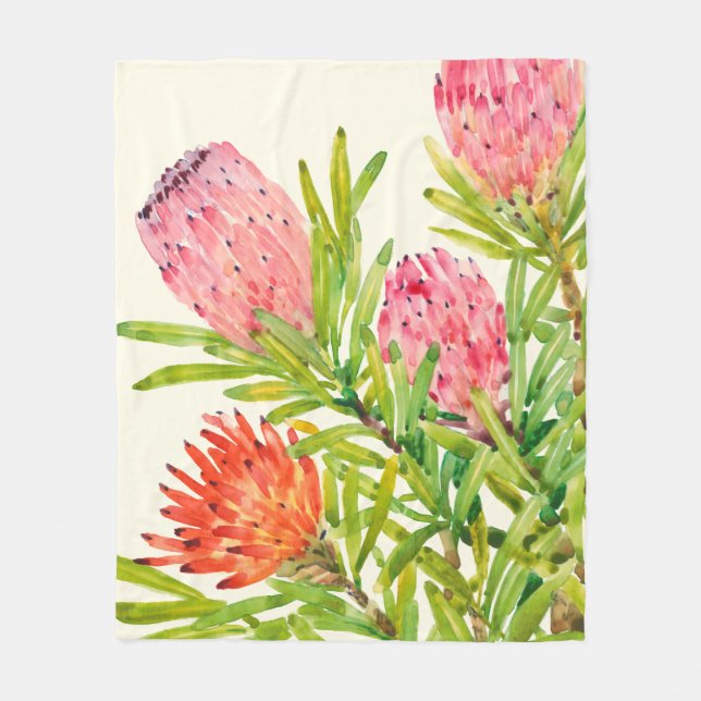 Couverture Polaire Fleurs tropicales d'aquarelle (Devant)