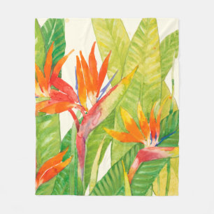 Couverture Polaire Fleurs tropicales   Oiseau du paradis