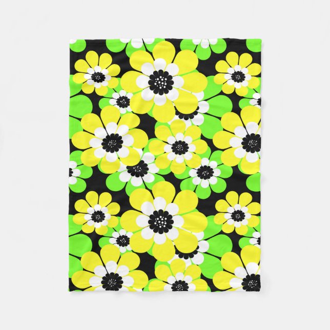 Couverture Polaire Fleurs vert jaune (Devant)