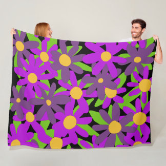 Couverture Polaire Fleurs violettes et vertes