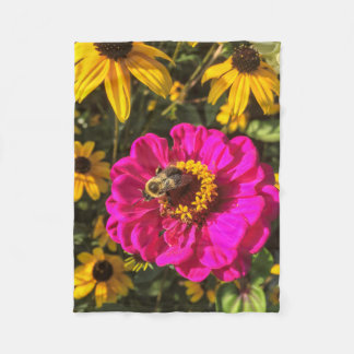 Couverture Polaire Fleurs vives avec l'abeille