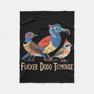Couverture Polaire Flicker Dodo Titmouse Amateurs d'oiseaux drôle Gra