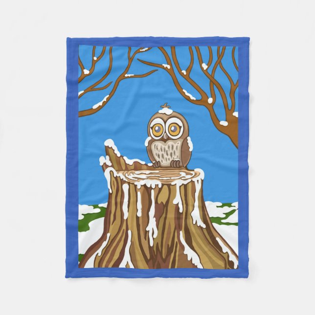Couverture Polaire Flocon de neige au hibou (Devant)