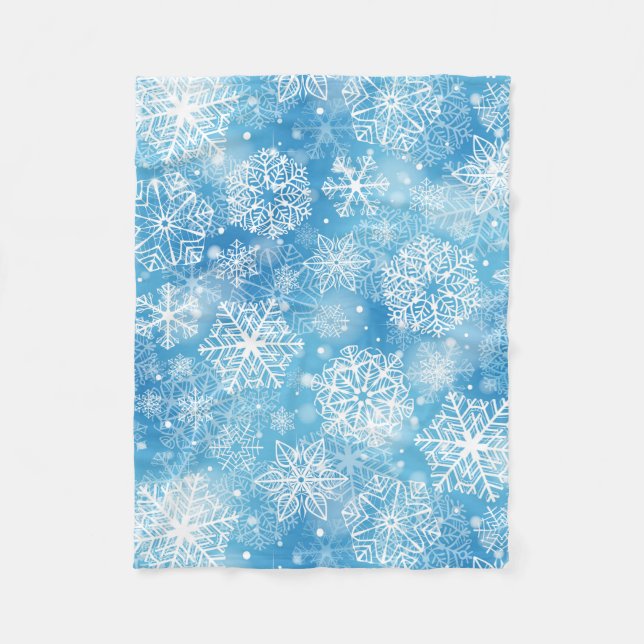 Couverture Polaire Flocon de neige bleu (Devant)