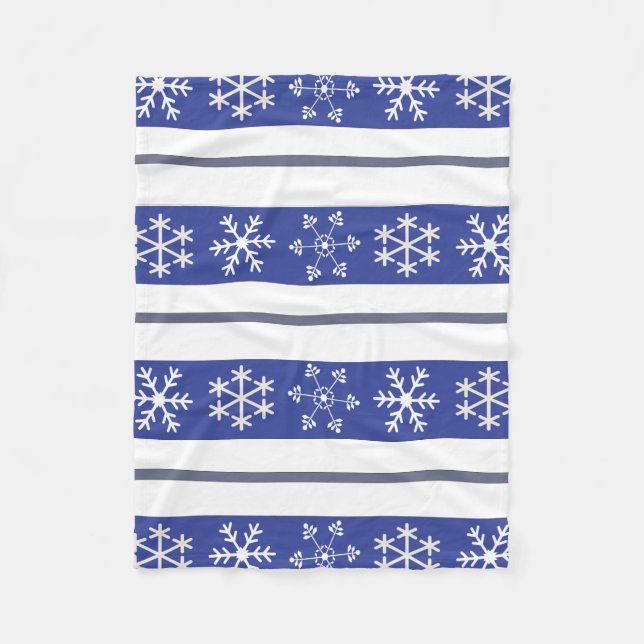 Couverture Polaire Flocon de neige bleu et blanc Jeter #HolidayZ (Devant)
