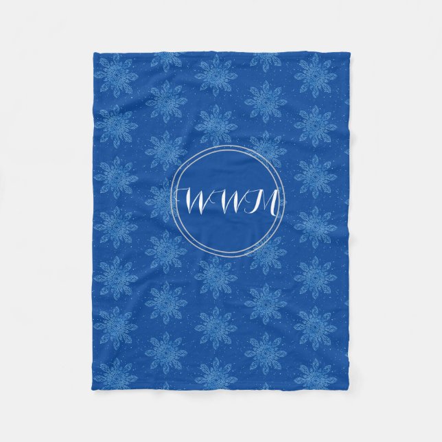 Couverture Polaire Flocon de neige confortable Fleece avec Monogramme (Devant)