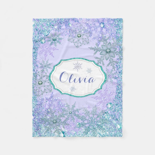 Couverture Polaire Flocon de neige personnalisé pour filles (Devant)